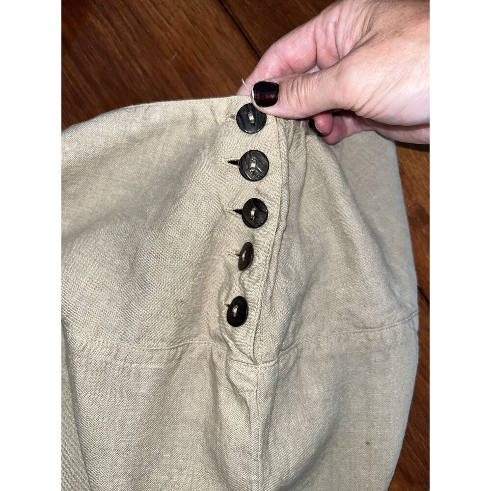 Habitat 100% Linen Khaki Midi Skirt Medium Lagenlook Minimalist Womens Button - Picture 4 of 9